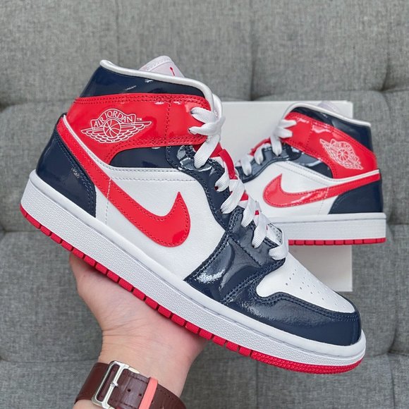 navy red white jordan 1